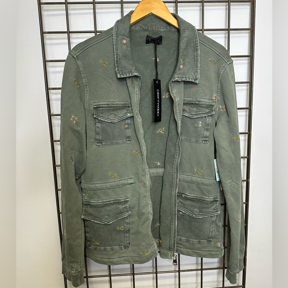 driftwood green zip up